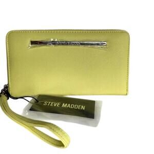 Brand New Steve Madden Zip Around Bi-Fold Wallet with Removable Strap Yellow